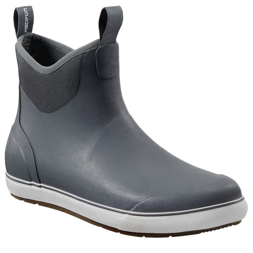 Piscifun Men's Deck Boots Waterproof Fishing Rain Boots Gray Size 7